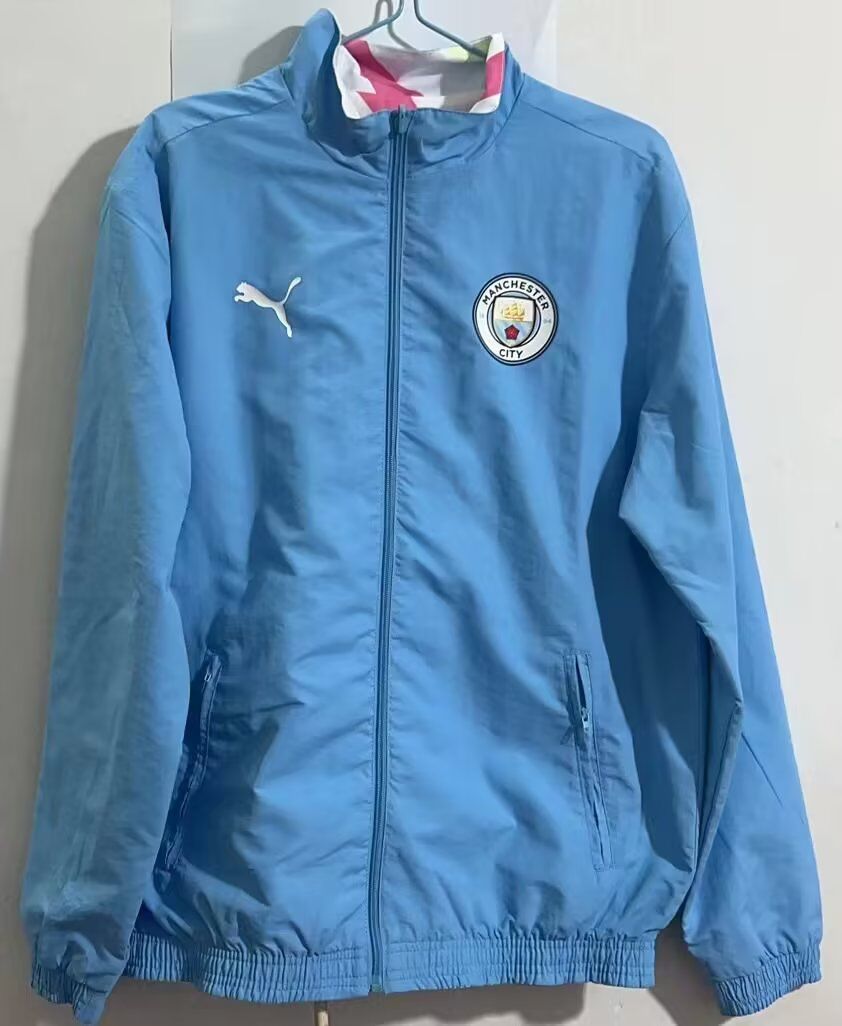 AAA Quality Manchester City 23/24 Reversible Wind Coat - Blue/Wh